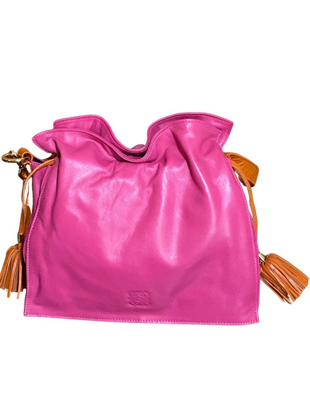 LOEWE Napa Flamenco Leather Crossbody Bag with Tassels | Pink